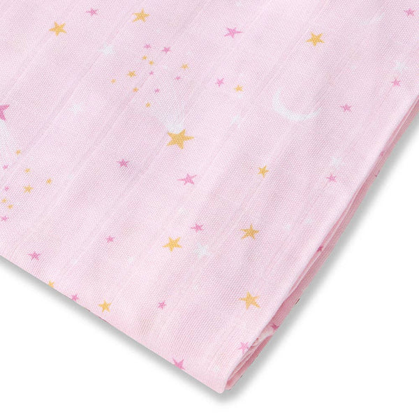 Snuggle Hunny Pink Twinkle Stars Organic Muslin Baby Wrap