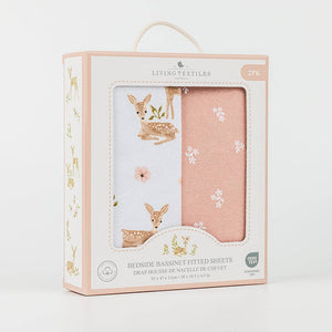 2 Pack Jersey Bassinet Bedside Sleeper Fitted Sheet - Sophia's Garden