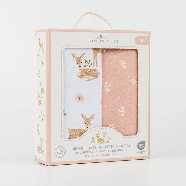 2 Pack Jersey Bassinet Bedside Sleeper Fitted Sheet - Sophia's Garden