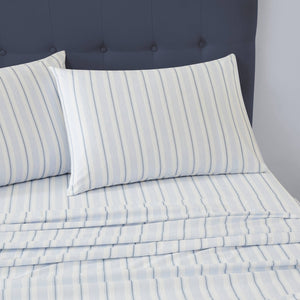 Laura Ashley Brampton Stripe Midnight Blue Flannelette Sheet Set