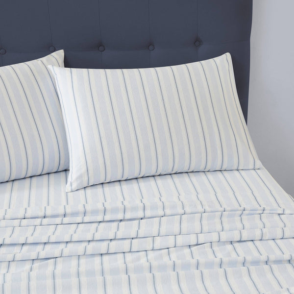 Laura Ashley Brampton Stripe Midnight Blue Flannelette Sheet Set