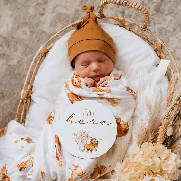 Snuggle Hunny Lion Organic Muslin Newborn Baby Wrap