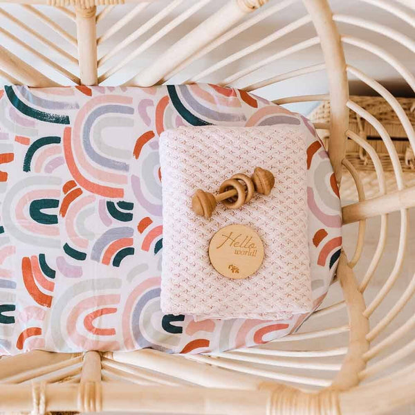 Blush Pink Diamond Knit Organic Cotton Baby Blanket Snuggle Hunny