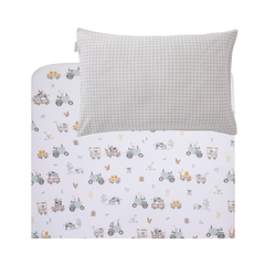 Port-a-Cot Sheet & Pillow Case Set- Tractor Ride