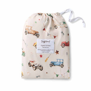 Snuggle Hunny Vintage Cars Organic Cotton Fitted Cot Sheet