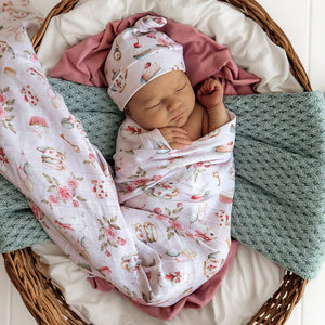 Alice’s Tea Party Organic Cotton Muslin Baby Wrap Snuggle Hunny
