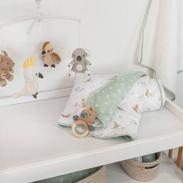 Reversible Quilted Cot Comforter - Australiana Baby Nursery