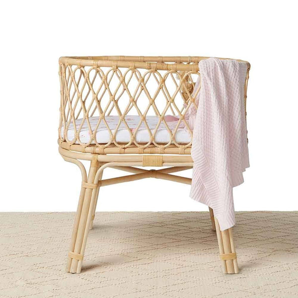 Blush Pink Diamond Knit Organic Cotton Baby Blanket Snuggle Hunny