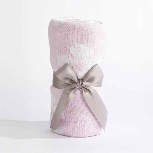 Chenille Baby Blanket - Purple Flowers