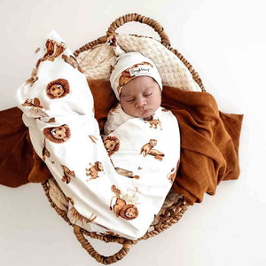 Lion Organic Jersey Wrap & Beanie Snuggle Hunny Gift Set