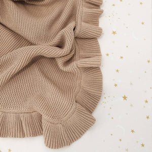 Snuggle Hunny Hazelnut Ruffle Knit Organic Cotton Baby Blanket