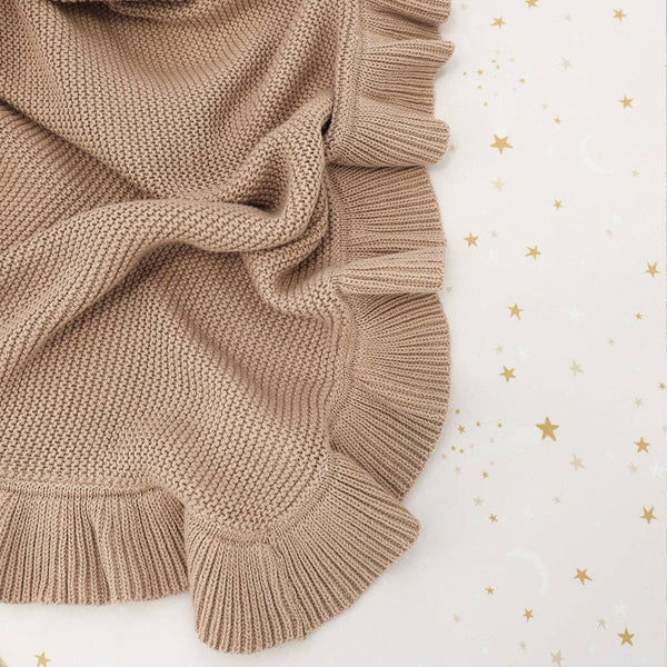 Snuggle Hunny Hazelnut Ruffle Knit Organic Cotton Baby Blanket