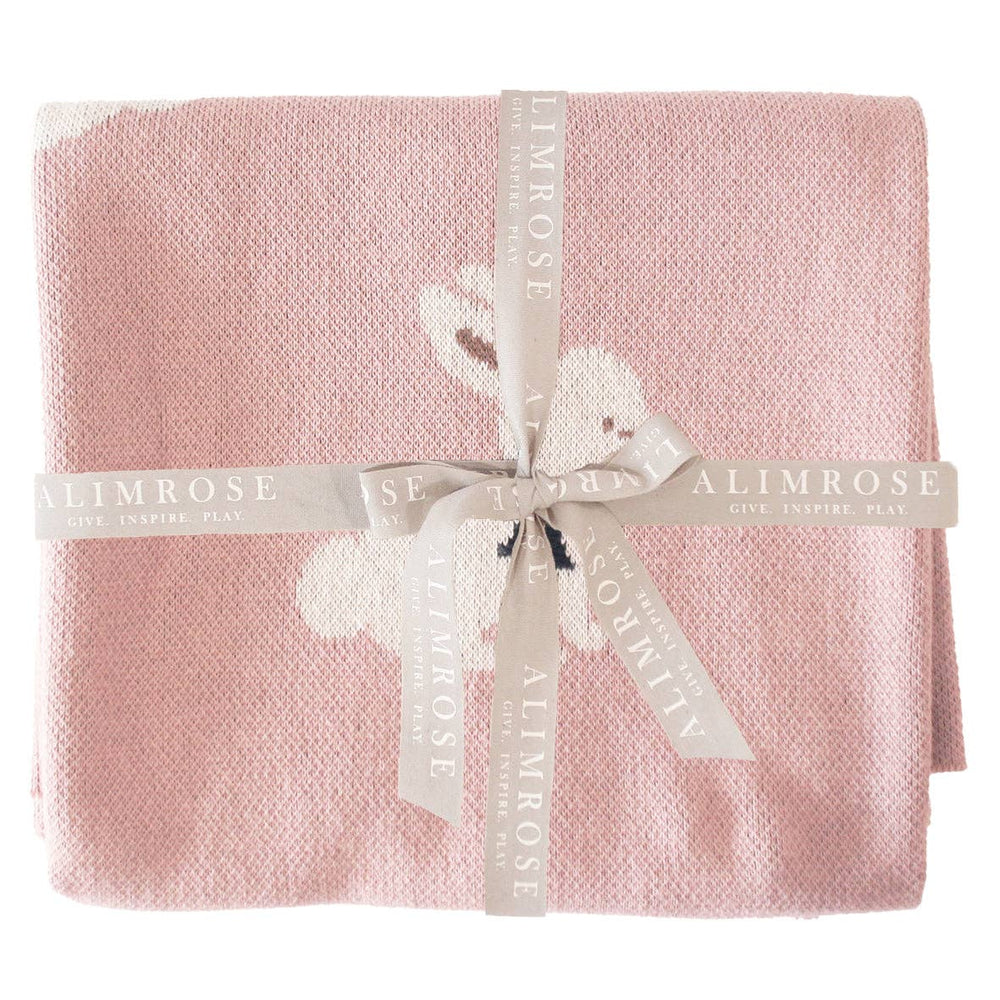 Baby Girl Alimrose Cotton Knit Bunny Blanket - Petal Pink