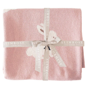 Baby Girl Alimrose Cotton Knit Bunny Blanket - Petal Pink