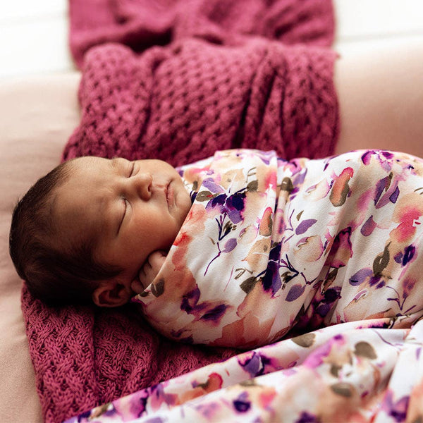 Blushing Beauty Organic Cotton Jersey Baby Wrap & Topknot Gift Set
