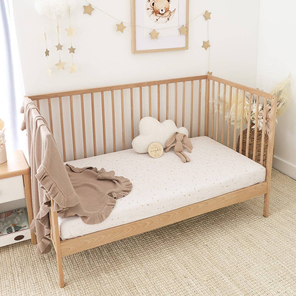 Snuggle Hunny Stardust Organic Cotton Twinkle Stars Fitted Cot Sheet