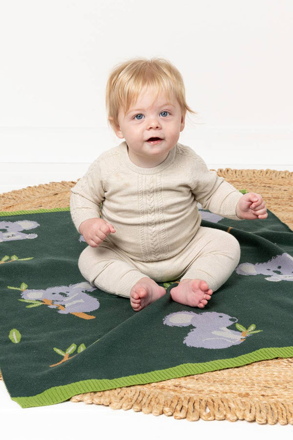Indus Design Kiki Koala Cotton Knit Baby Blanket
