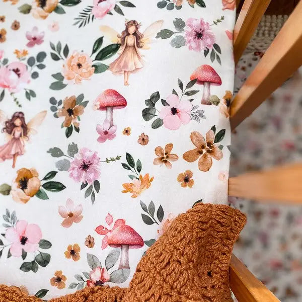 Fairy Garden Floral 100 % Cotton Reversible Cot Quilt