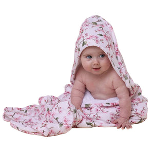 Snuggle Hunny Cherry Blossom Organic Hooded Baby Towel