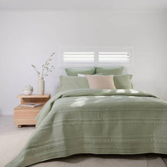 Flinders Embossed Coverlet Set - Sage Bed Cover