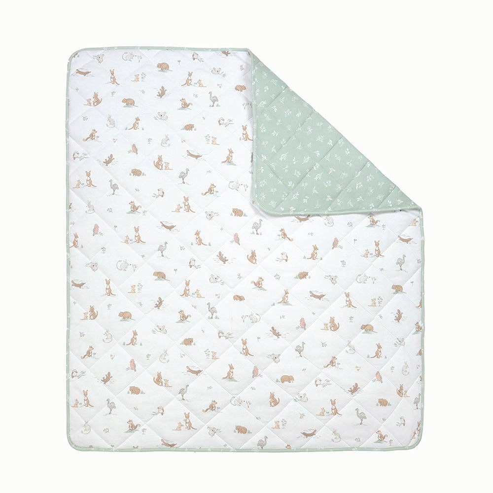 Reversible Quilted Cot Comforter - Australiana Baby Nursery