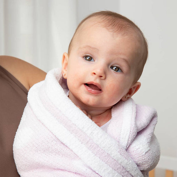 Chenille Baby Blanket - Purple Flowers