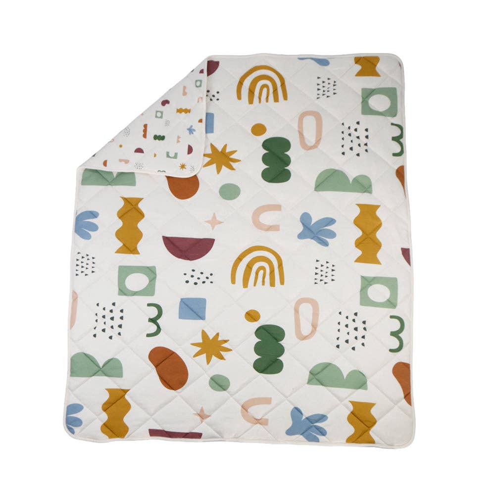 Reversible Quilted Cot Comforter - Living Textiles Geo Mod