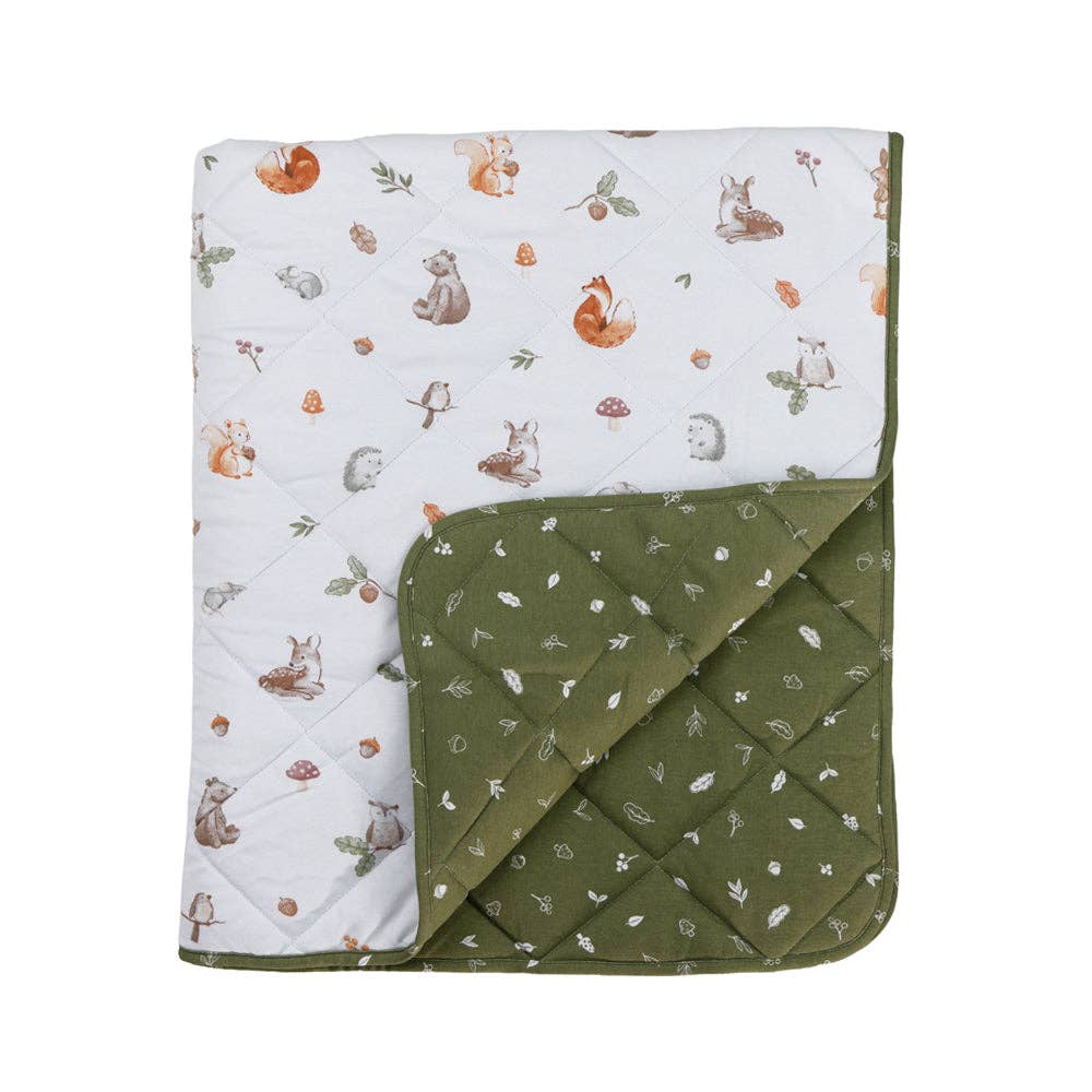 Reversible Quilted Cot Quilt Comforter - Living Textiles Fox & Friends