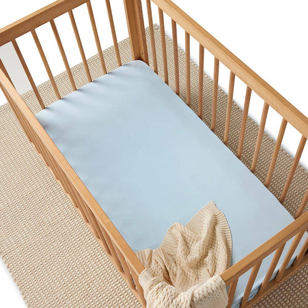 Baby Blue Organic Cotton Fitted Cot Sheet Snuggle Hunny
