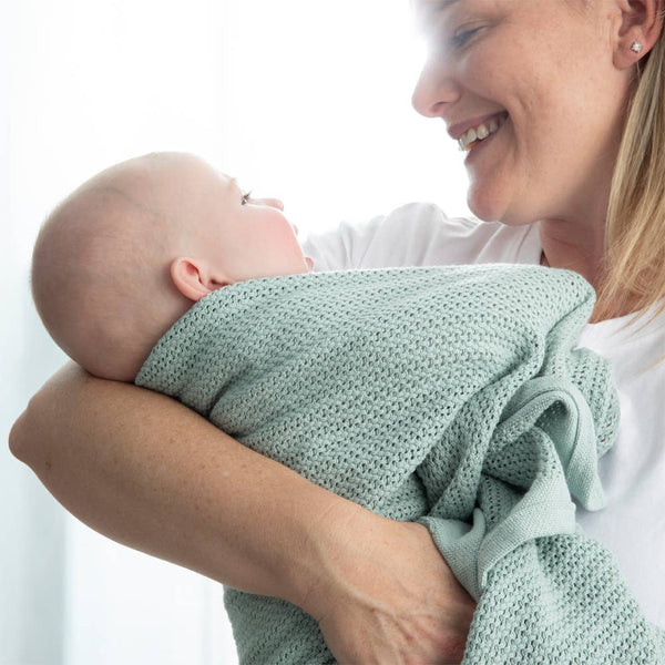 Bassinet Cotton Cellular Blanket - Sage