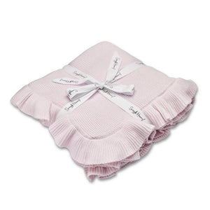 Snuggle Hunny Blush Pink Ruffle Knit Organic Baby Blanket