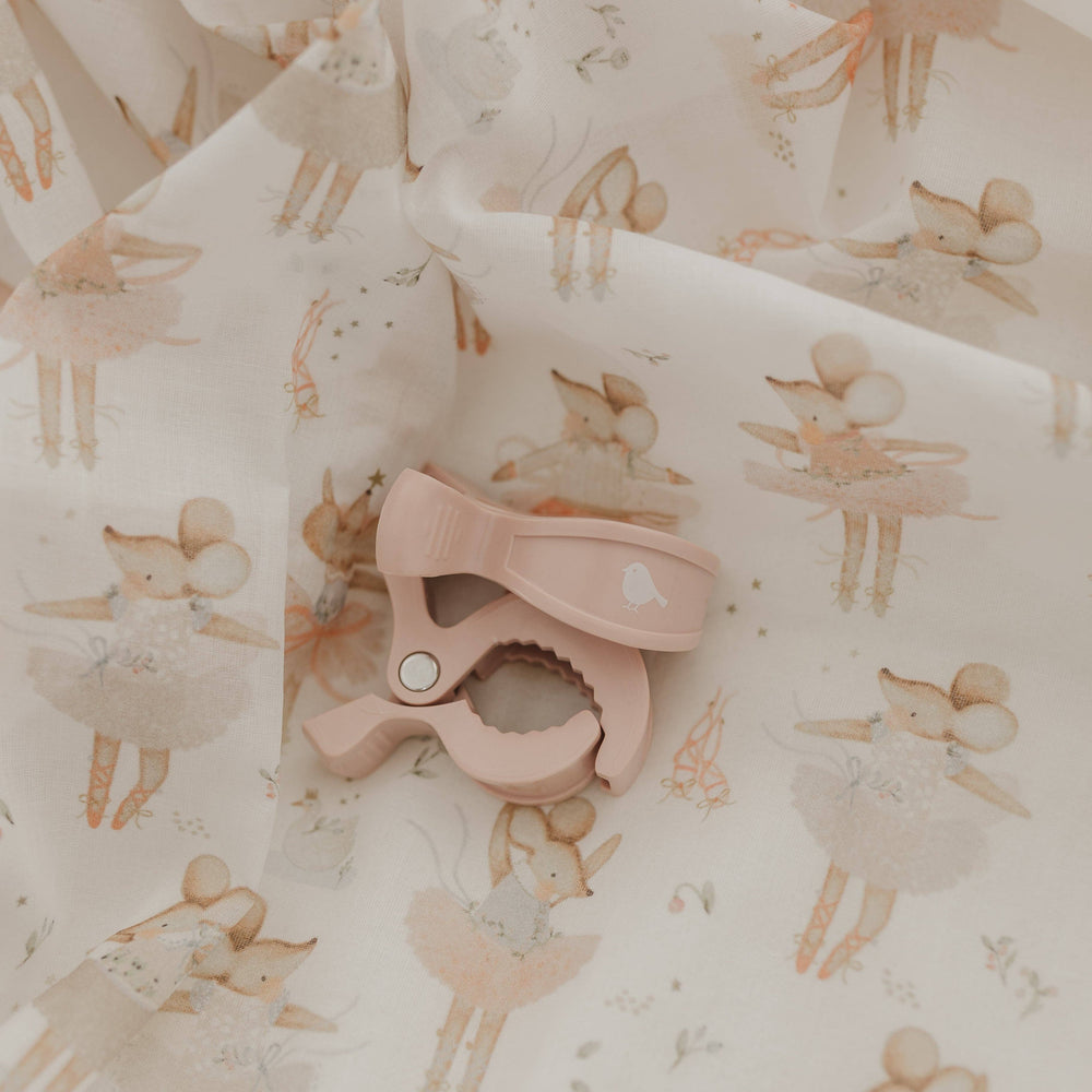 Ballerina Mouse Muslin Baby Wrap & Pram Clip Set