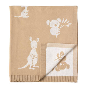 Pram Cotton Knitted Baby Blanket - Australiana