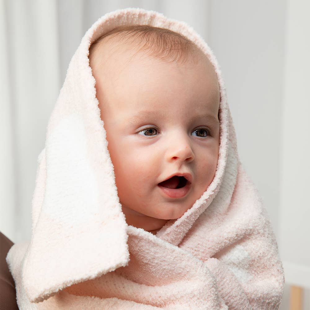 Chenille Baby Blanket - Pink Hearts