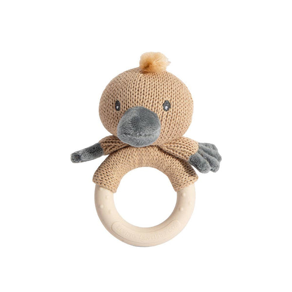 Baby Ring Rattle - Cotton Knit Platypus