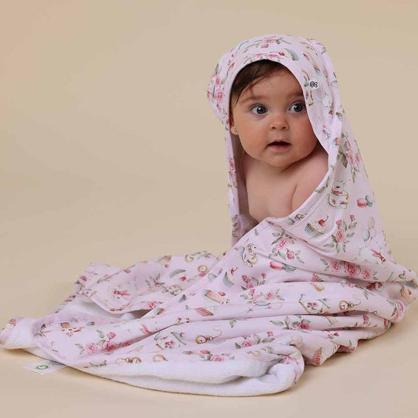 Snuggle Hunny Alice’s Tea Party Organic Hooded Baby Towel