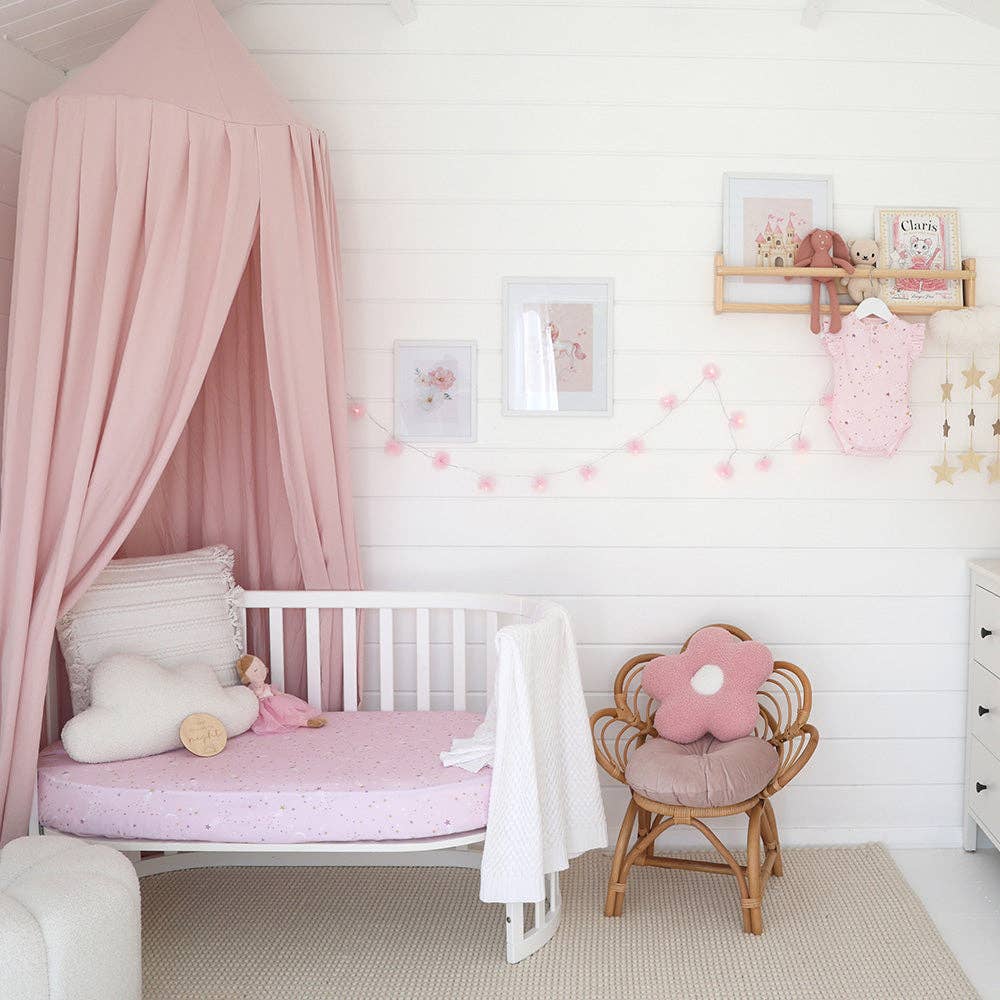 Snuggle Hunny Twinkle Pink Stars Organic Fitted Cot Sheet