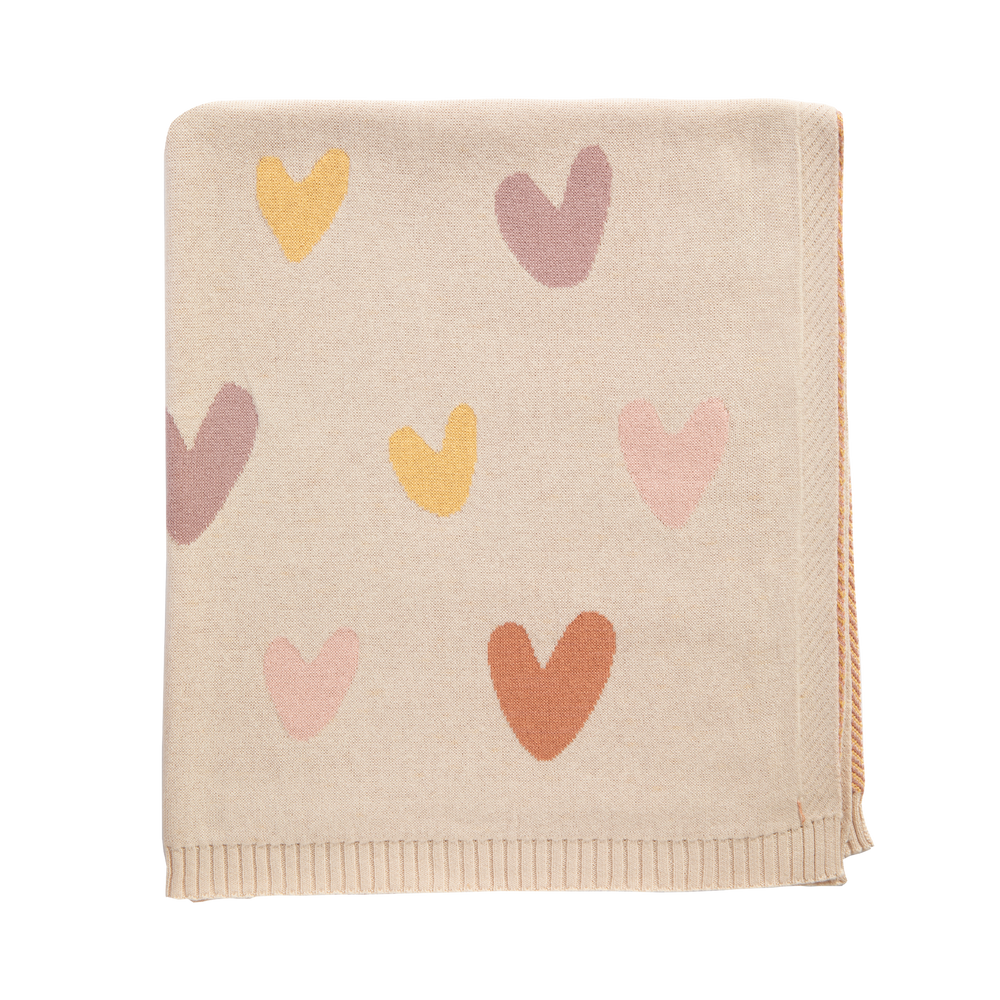 Jacquard Pastel Heart Blanket - Bohemian Bliss/ Hearts