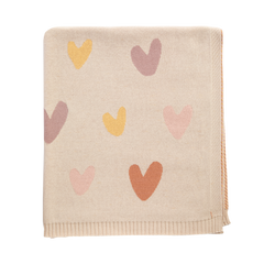 Jacquard Pastel Heart Blanket - Bohemian Bliss/ Hearts