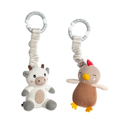 2pk Stroller Pram Baby Toys - Cow & Chicken