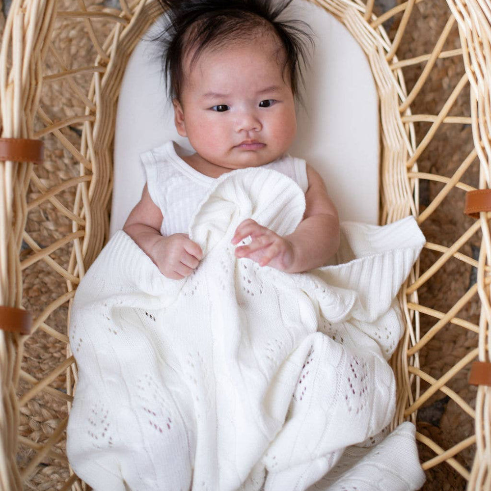 Fern Cotton Knitted Bassinet Baby Nursery Pram Blanket - Cream