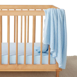 Baby Blue Diamond Knit Organic Cotton Baby Blanket