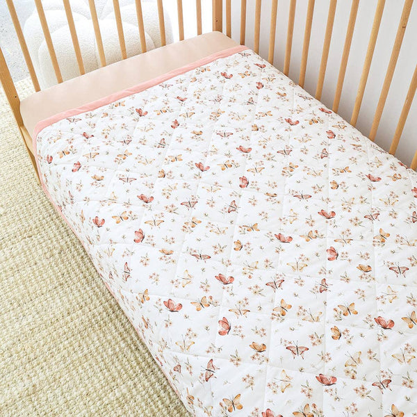 Butterfly Rose Organic Cotton Cot Quilt Reversible Comforter