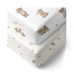 Cuddly Bear 2 Pack Organic Cot Fitted Sheet Living Textiles