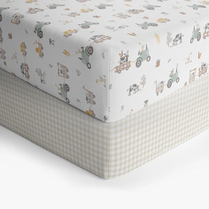 2 pack Tractor Ride Organic Jersey Cot Fitted Sheet Set