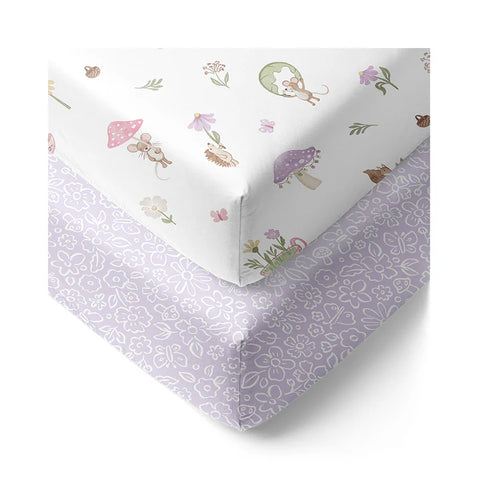 Whimsical Wonderland 2 Pack Organic Cot Fitted Sheet Living Textiles