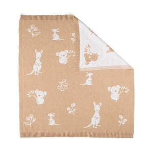 Pram Cotton Knitted Baby Blanket - Australiana