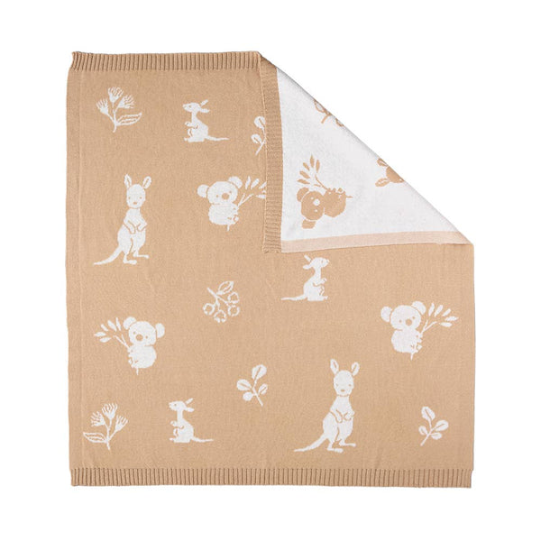 Pram Cotton Knitted Baby Blanket - Australiana