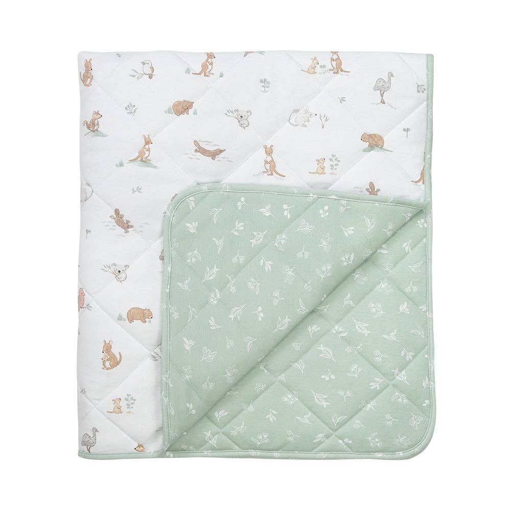 Reversible Quilted Cot Comforter - Australiana Baby Nursery