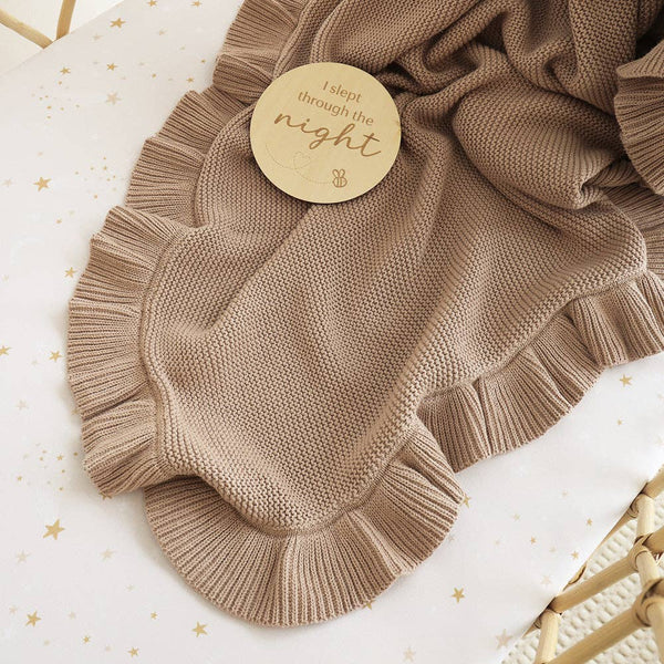 Snuggle Hunny Hazelnut Ruffle Knit Organic Cotton Baby Blanket
